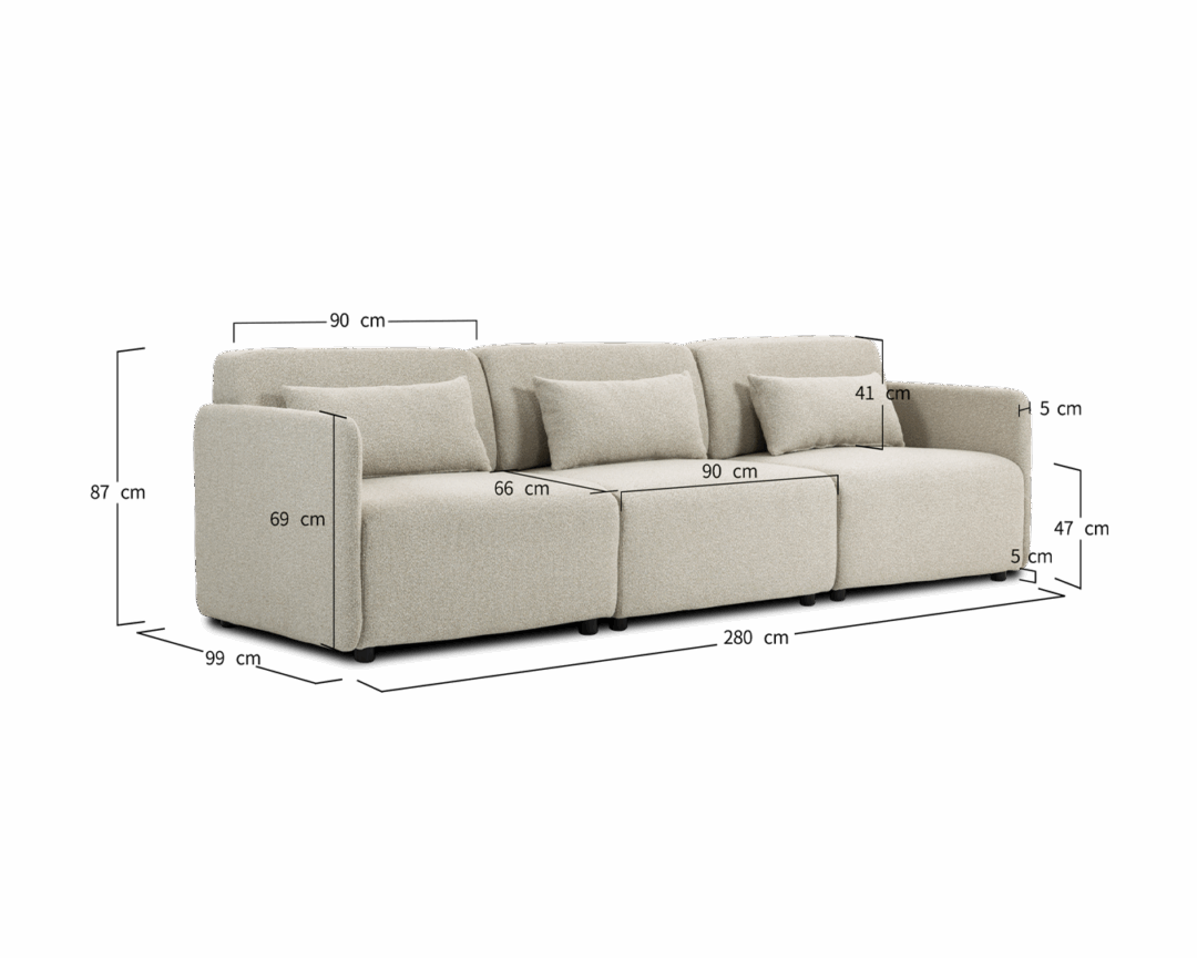 Modular Sofa Mia 3-Seater - Beige - Image 2