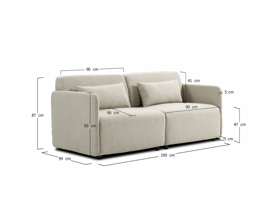 Modular Sofa Mia 2-Seater - Beige - Image 2