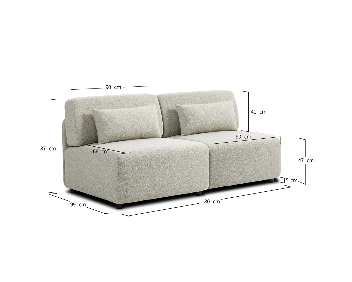 Modular Sofa Mia Middle x2 - Beige - Image 2