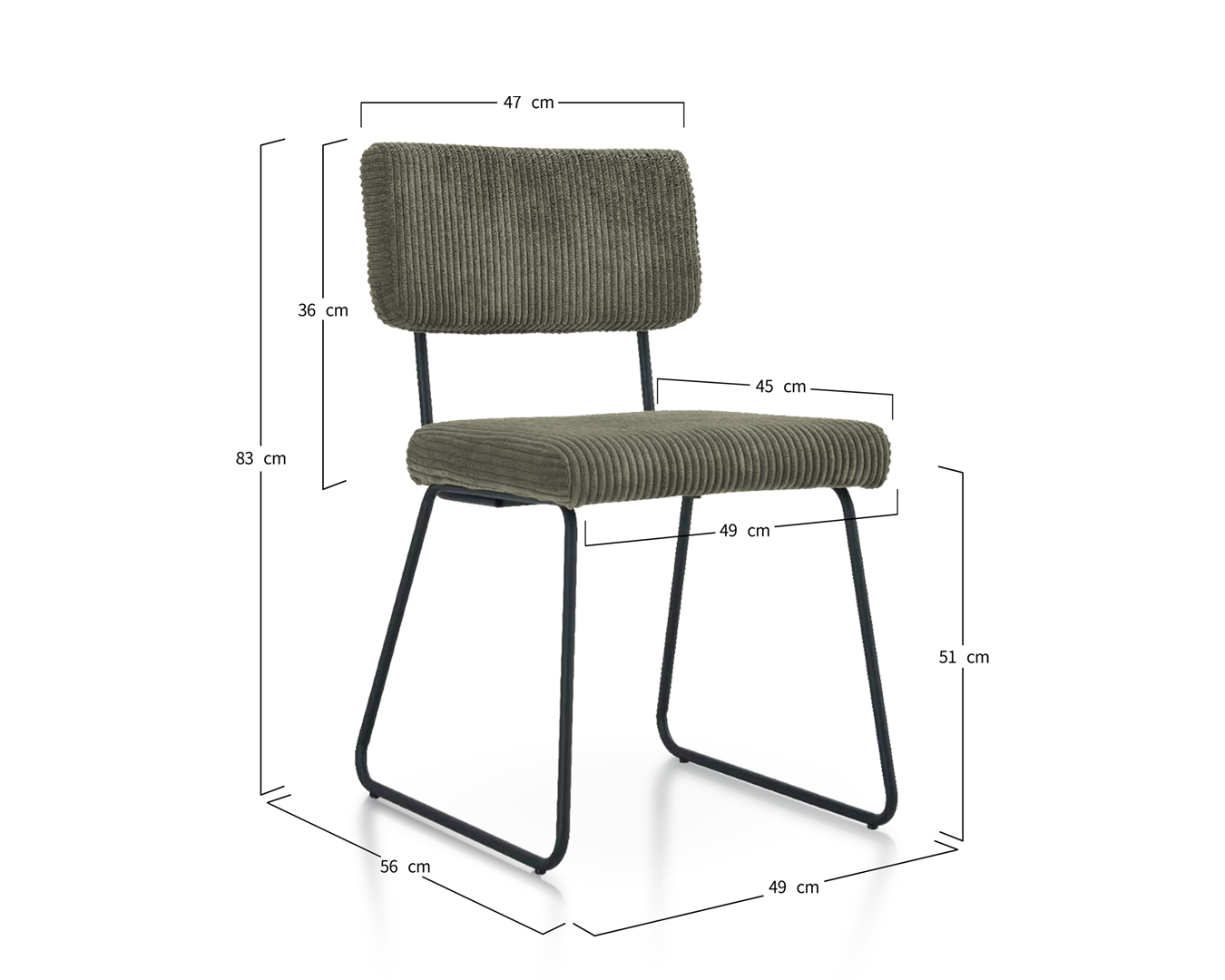 Dining Chair Melvin - Olive Green (SET OF 2) - Image 2
