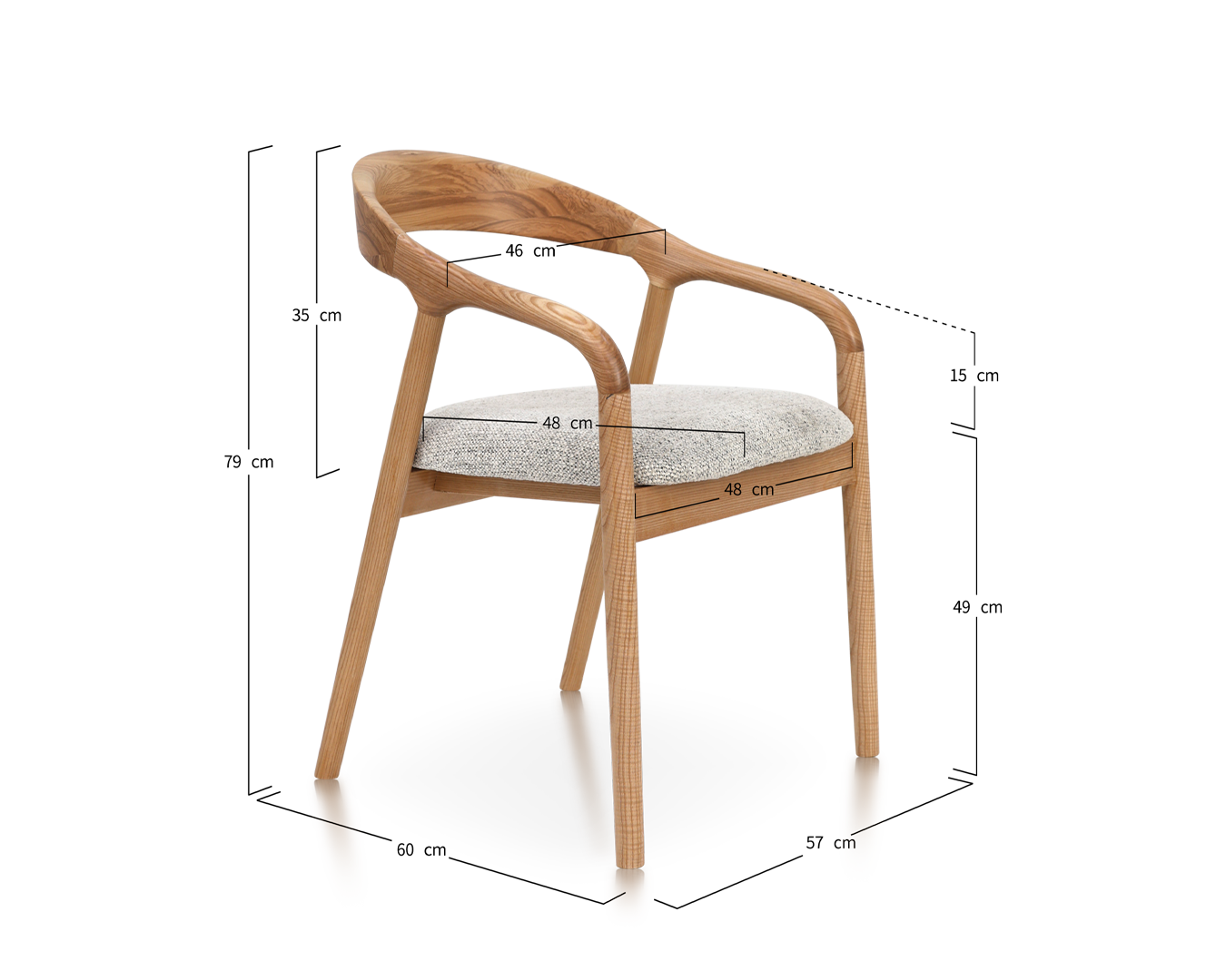 Wooden Chair Shane Arm - Black / White - Image 2